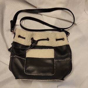 Black and Cream Sherpa Women's Shoulder Or Cross Body Bag